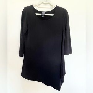 Clara Sun Woo Kerchief Angle Asymmetrical Hem Tunic Small Black